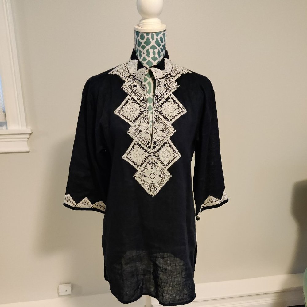Tory Burch Navy Tunic Linen Size S